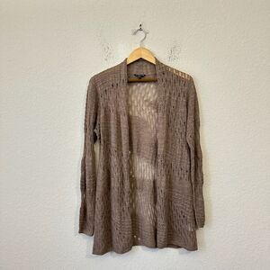 EILEEN FISHER Baby Alpaca Cardigan Sweater Brown Duster Cottagecore